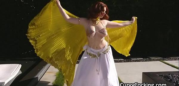  Curvy ginger belly dancer drilled by lucky stud